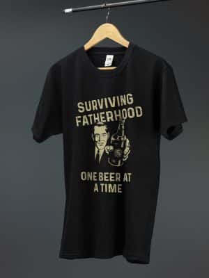 Father's Day Men's Classic Tee - "Surviving Fatherhood, One Beer at a Time"
